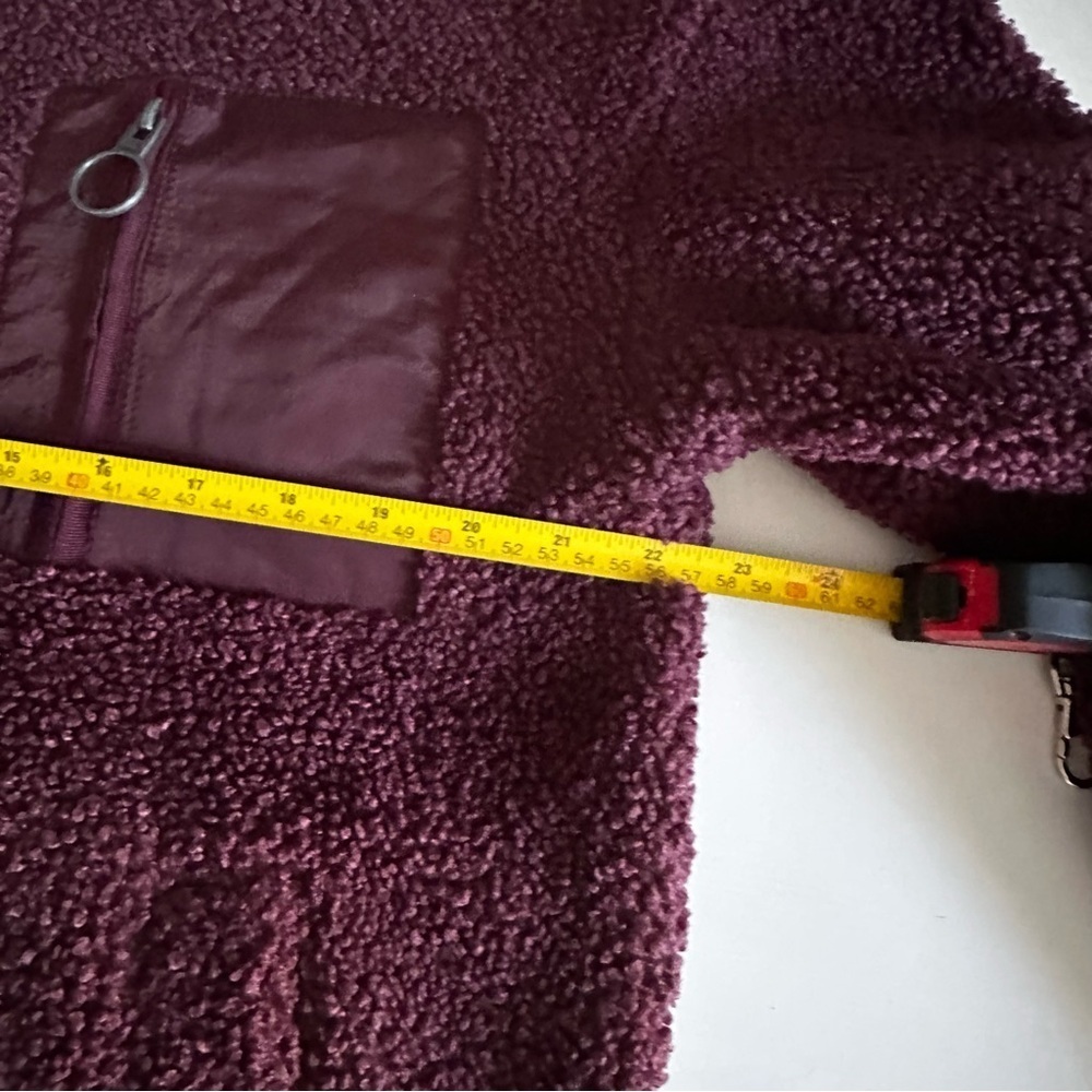 Bench Teddy Bear Bomber Jacket Maroon Zipper Pockets Size S - Picture 8 of 10